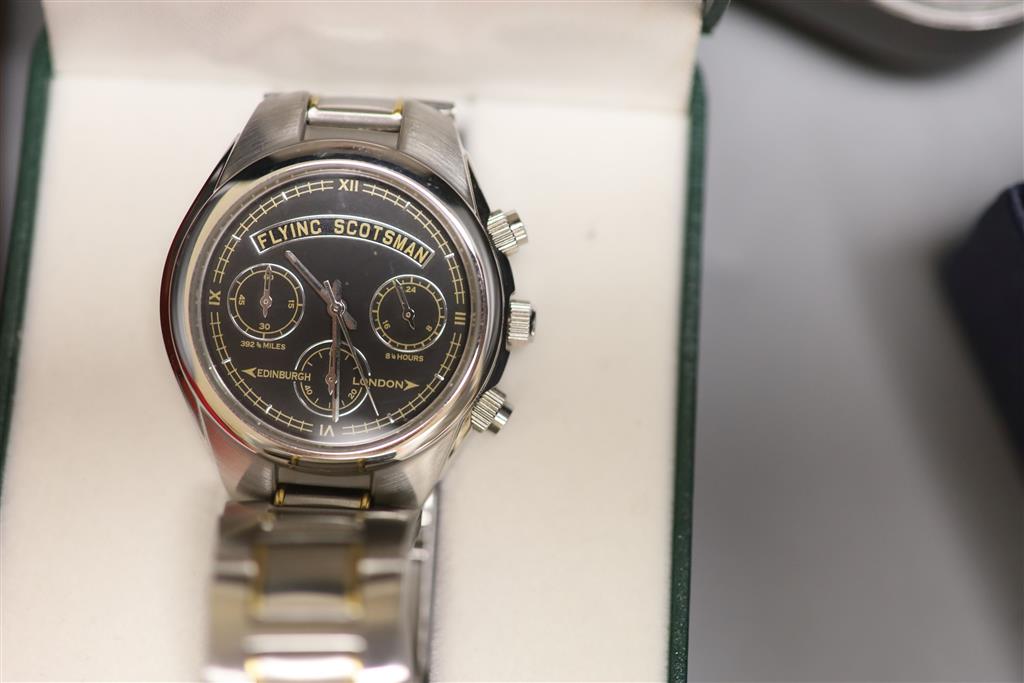 A collection of designer and other quartz wristwatches, including a Casio Wave Ceptor chronograph